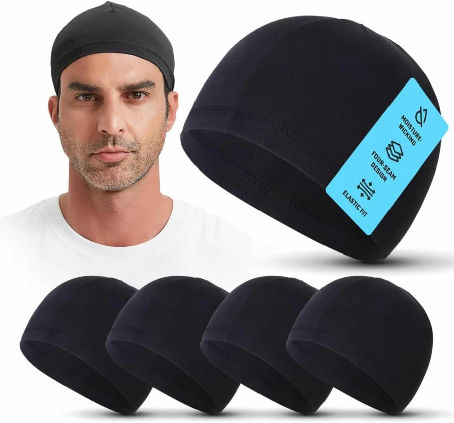 PRIMERIVER Cooling Skull Cap - Moisture-Wicking Helmet Liner for Men & Women, Running, Cycling, Hard Hat Liner, Breathable & Lightweight, 5-Pack