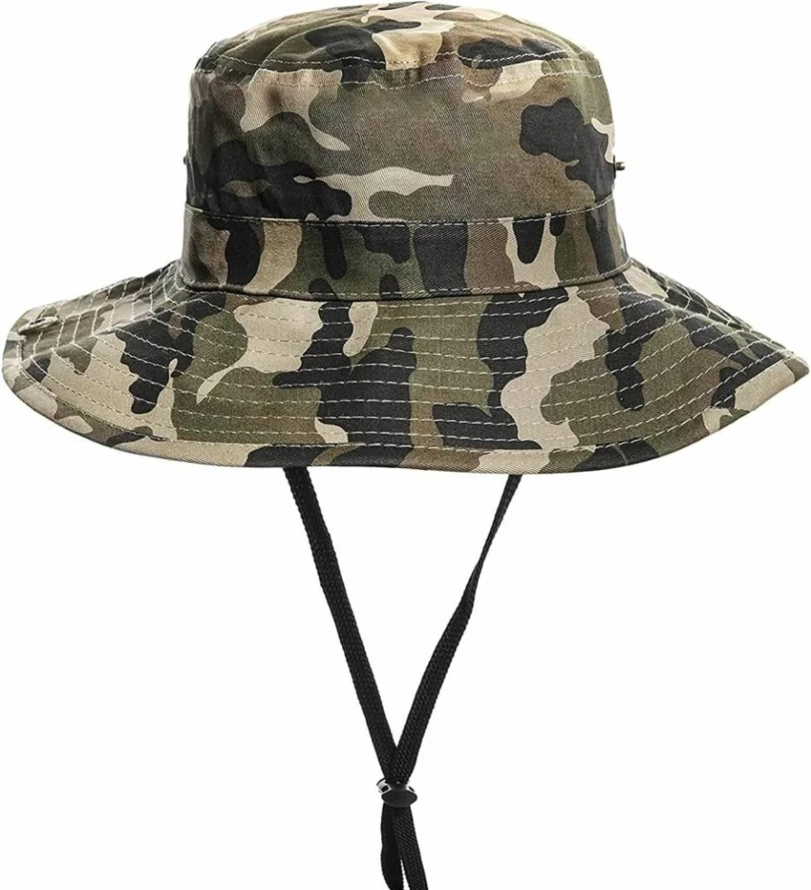 UTOWO Kids Camo Boonie Hat - Adjustable Sun Bucket Hat for Boys 2-14 Years, Summer Outdoor Safari Fishing Cap with UPF Protection