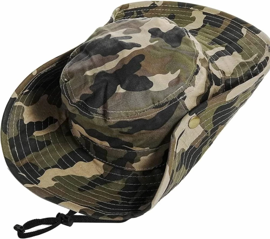 UTOWO Kids Camo Boonie Hat - Adjustable Sun Bucket Hat for Boys 2-14 Years, Summer Outdoor Safari Fishing Cap with UPF Protection