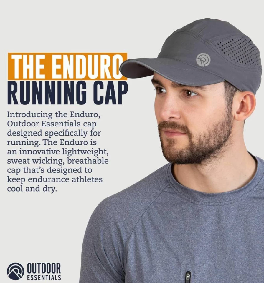 OutdoorEssentials Men's & Women's Breathable Running Hat - Moisture Wicking Dry Fit Sports Cap for Tennis, Baseball & Workouts