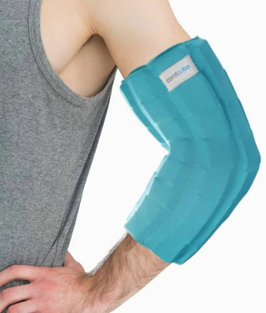 ComfCube Elbow Ice Pack Wrap - 2 Hour Cold Therapy for Tennis Elbow, Golfers Arm, Arthritis, Bursitis & Injuries - Flexible Compression Sleeve for Pain Relief & Swelling