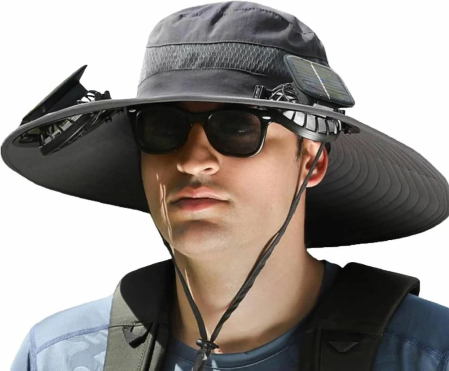Sprstar Solar Fan Hat for Outdoor Fishing - Wide Brim Sun Hat with 3-Speed Adjustable Solar Powered Fans, UV Protection & Cooling Summer Gear