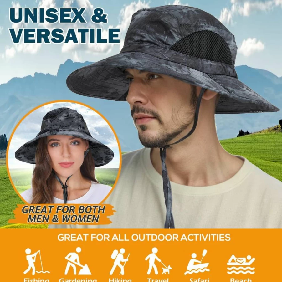 EINSKEY UPF 50+ Wide Brim Sun Hat for Men & Women - Waterproof Packable Bucket Hat for Fishing, Hiking, Beach, and Outdoor Activities