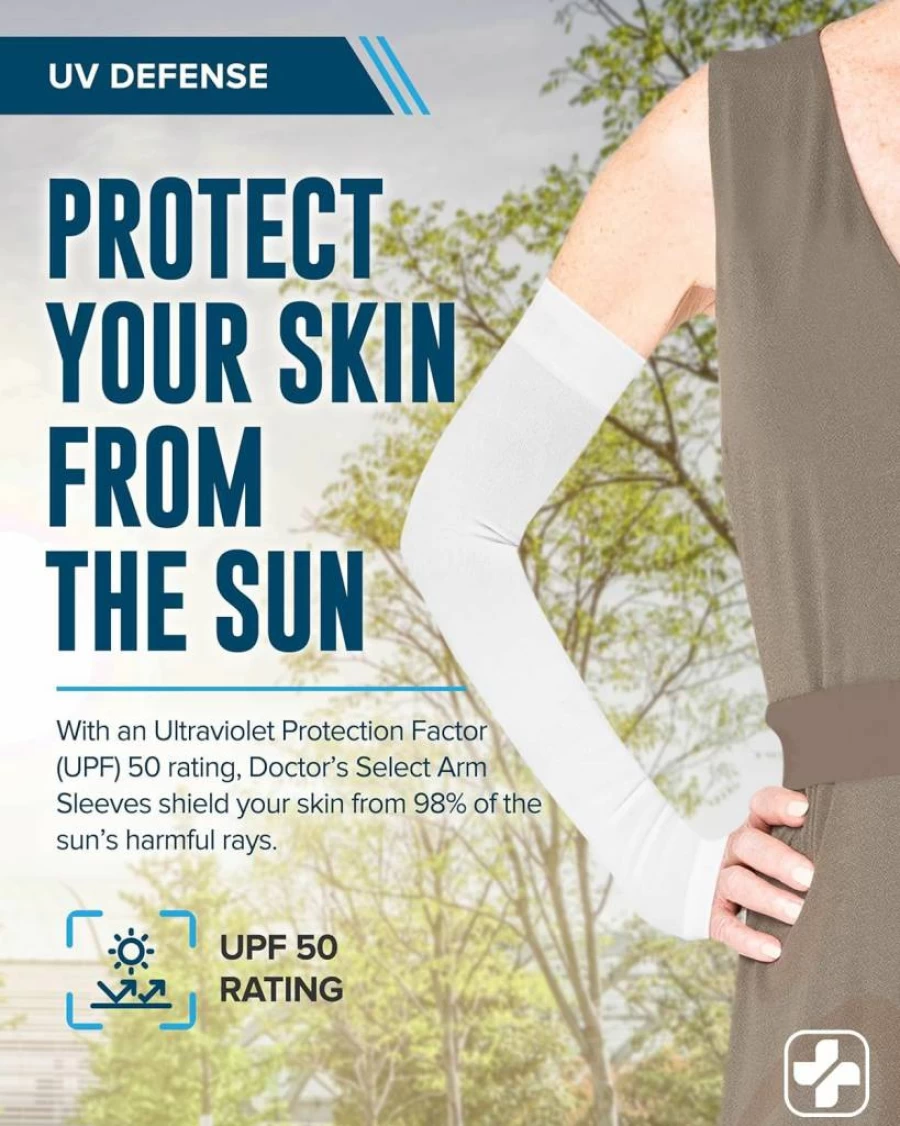 Doctor's Select Arm Sleeves for Thin Skin & Bruising - UPF 50 Sun Protection, Cooling Fabric, Unisex (2 Pairs)