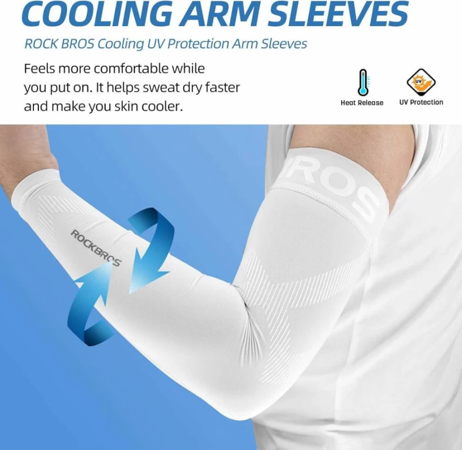 ROCKBROS UV Protection Arm Sleeves for Men & Women - UPF 50+ Cooling Sun Sleeves, Breathable Tattoo Cover, Athletic Sports Arm Guards