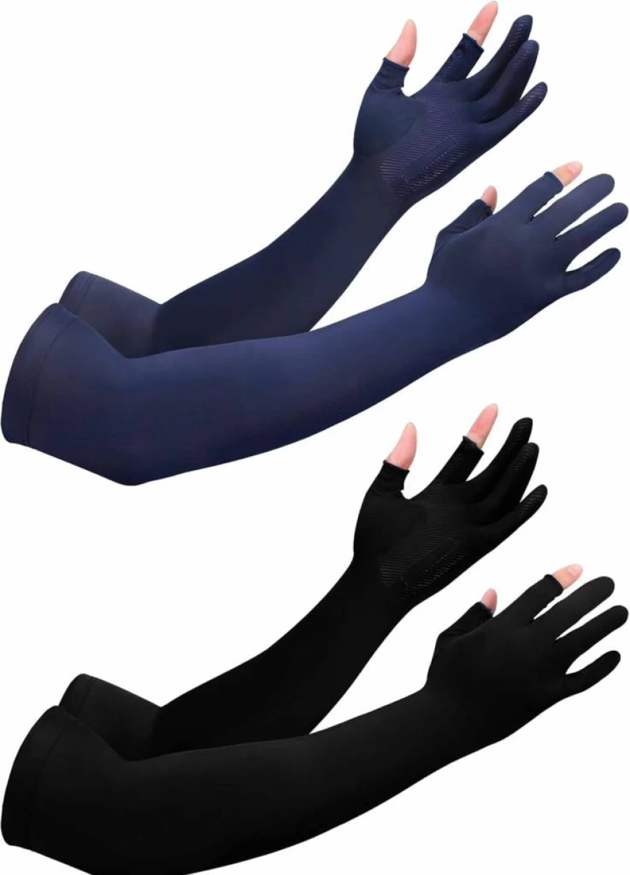 Bencailor UV Protection Cooling Arm Sleeves for Men & Women - 2 Pairs with Anti-Slip Grip & Finger Holes, Sun Protective Long Sleeves