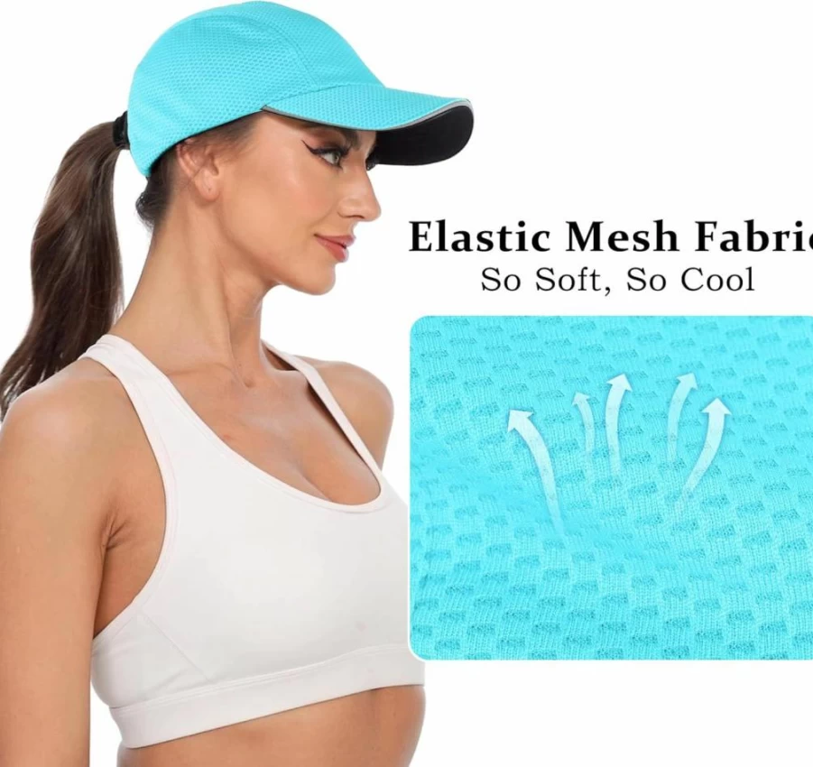 GADIEMKENSD Women's Running Cap - Lightweight Performance Mesh Hat with Reflective Safety & Ventilation for Racing