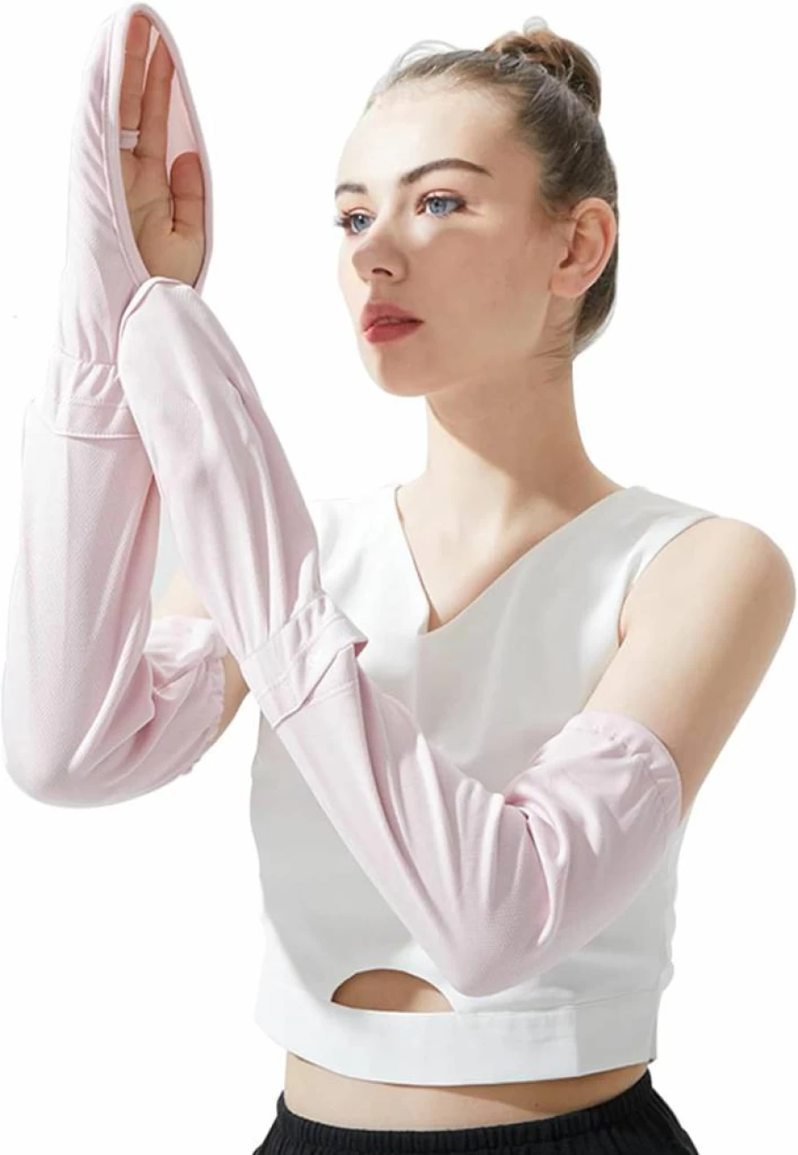 RainFlowwer UV Protection Cooling Fingerless Arm Sleeves with Gloves – Adjustable Sun Sleeves for Driving, Gardening & Outdoor Activities