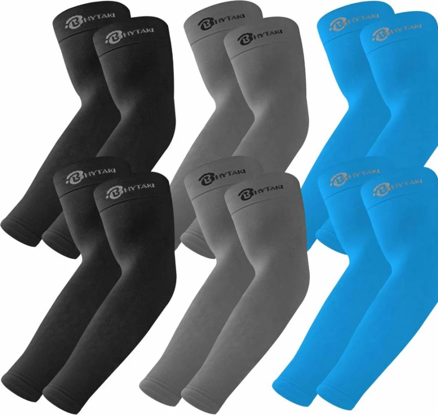 BHYTAKI UPF 50 Sun Protection Arm Sleeves – Cooling UV Compression Sleeves for Men, Women & Teens – Sports & Outdoor Activities