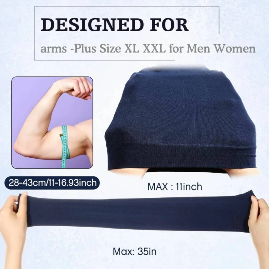 Neer Plus Size UV Protection Arm Sleeves - Cooling Compression Sleeves for Tattoo Cover Up & Sun Protection (8 Pairs, Ice Silk Fabric, Size L-XL)