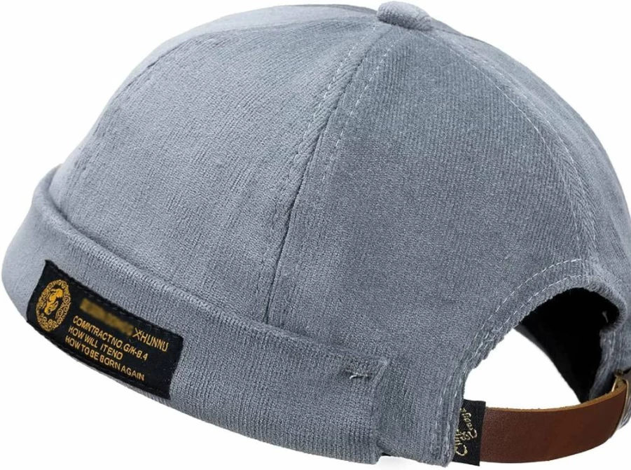 CLAPE Men's Retro Denim Skullcap Beanie Hat - Rolled Cuff Sailor Cap for Work & Outdoor