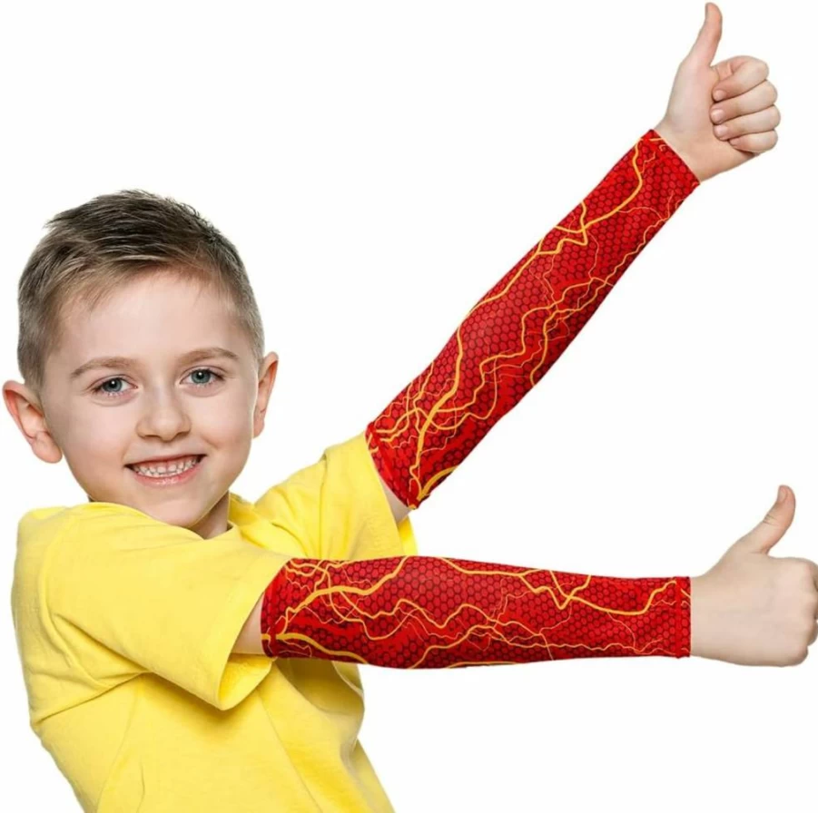 JOEYOUNG Kids UV Protection Arm Sleeves (4-9 Years) - Cooling Sun Sleeves for Football, Basketball & Costume Parties