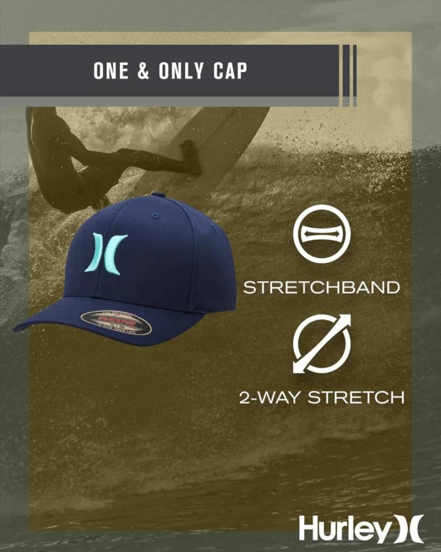 Hurley Men's Flexfit Fitted Baseball Cap - Adjustable Sizes S-XL for Comfort & Style