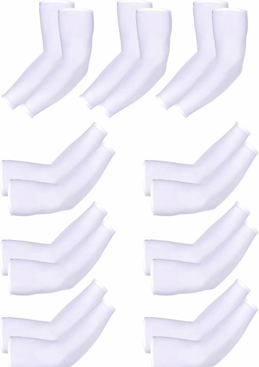 Mudder 9 Pairs Unisex UV Protection Arm Sleeves - Cooling Ice Silk Sun sleeves for Men & Women, Breathable White Arm Covers for Sunscreen & Outdoor Sports