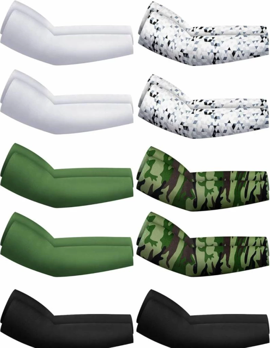Hicarer UV Sun Protection Arm Sleeves for Men & Women - Cooling Compression Sports Sleeves for Golf, Baseball, Basketball - Green Camo Summer Wear
