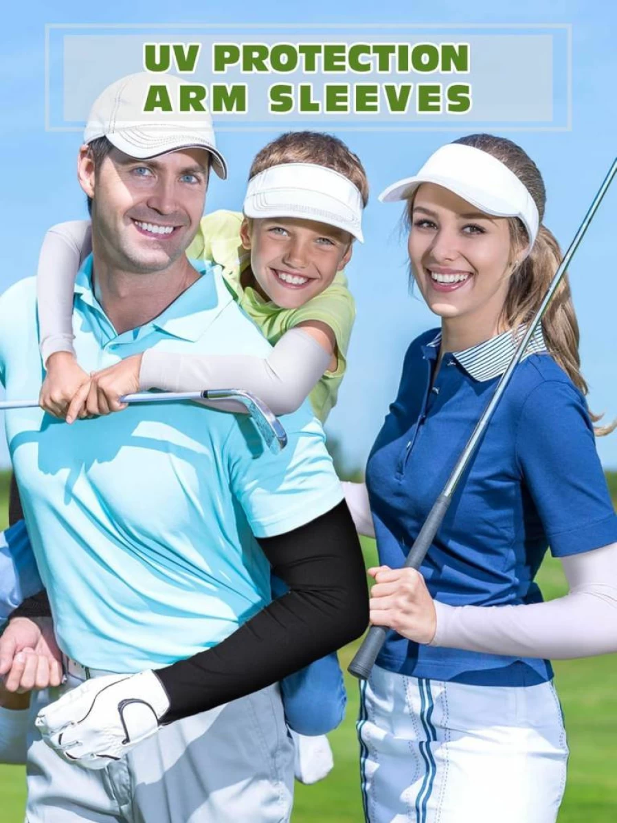 Hicarer UV Sun Protection Arm Sleeves for Men & Women - Cooling Compression Sports Sleeves for Golf, Baseball, Basketball - Green Camo Summer Wear