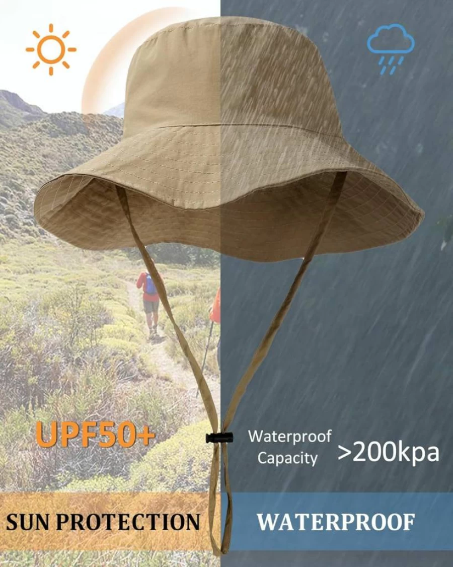 SHINCHIC UPF 50+ Waterproof Bucket Hat for Men & Women - Lightweight Packable Sun Protection Boonie Cap for Hiking, Outdoor & Summer Activities