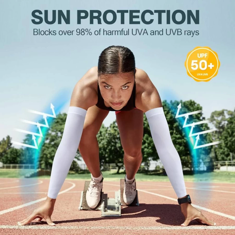 Rescoto 2 Pairs UPF 50+ UV Protection Cooling Arm Sleeves for Men & Women, Breathable Sun Sleeves, Tattoo Cover, Outdoor Sports Compression Sleeves