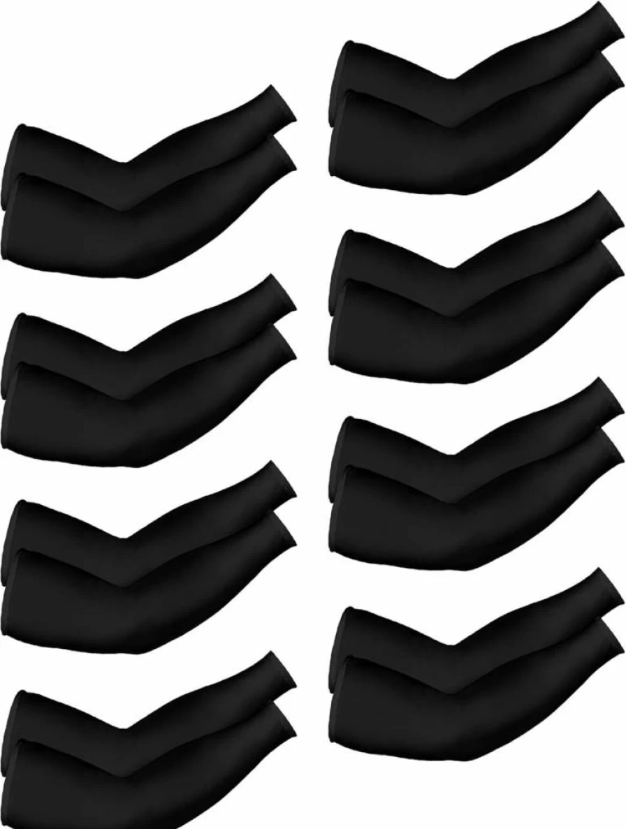 Mudder 8 Pairs Unisex Cooling Arm Sleeves - Ice Silk UV Protection for Sports Basketball Golf Football Outdoor Tattoo Cover Up (Black)