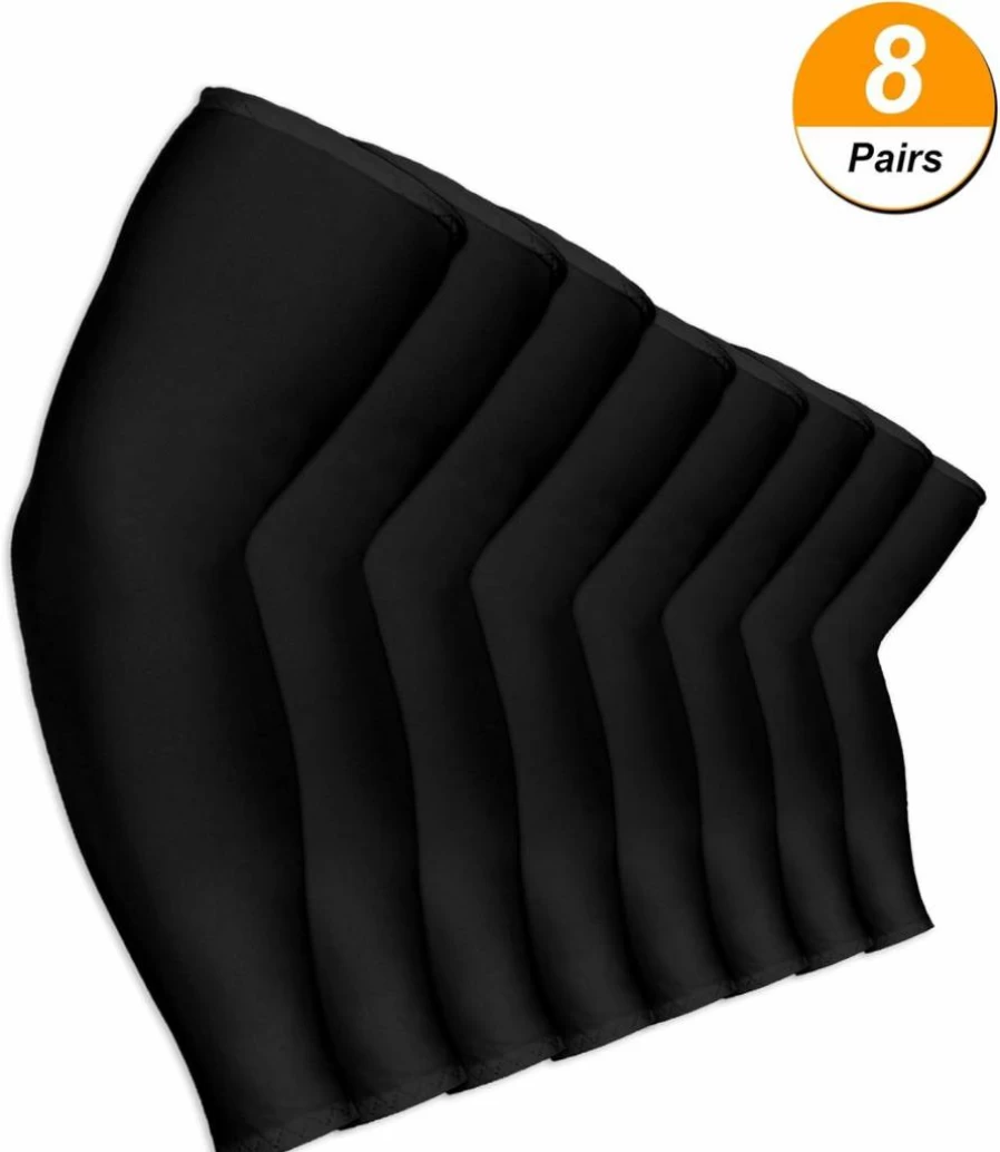 Mudder 8 Pairs Unisex Cooling Arm Sleeves - Ice Silk UV Protection for Sports Basketball Golf Football Outdoor Tattoo Cover Up (Black)