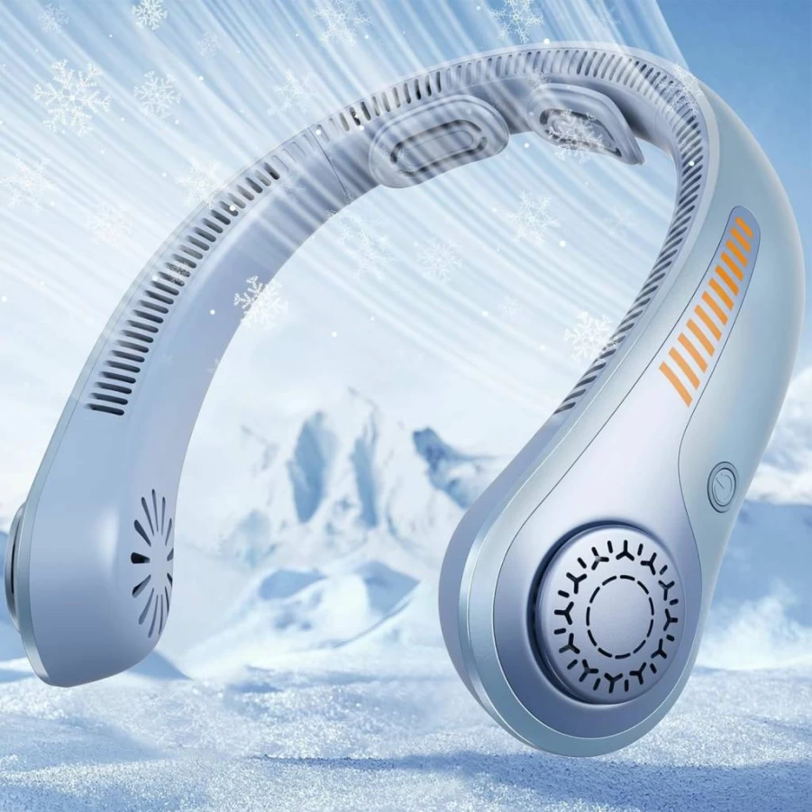 U UZOPI Portable Neck Fan - Rechargeable Hands-Free Bladeless Personal Fan with 5 Speed Settings, Lightweight & Quiet Cooling for Travel, Office, Hot Flashes - Ideal Gift for Men and Women