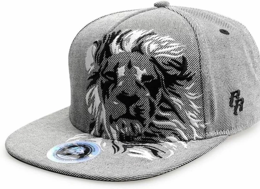 RIOREX Men's Black Hip Hop Baseball Cap with 3D Embroidery - Adjustable Strapback Flat Bill Cool Snapback Hat 1707B005