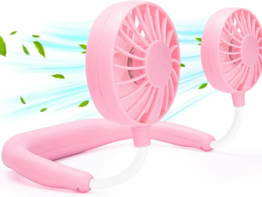 RJVW Portable Neck Fan - USB Rechargeable 3-Speed Wearable Cooling Fan with 360° Rotation for Travel, Sports, Office, and Reading