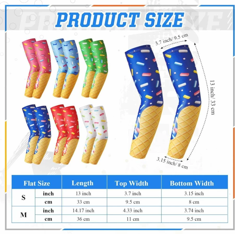 Shyyween 6-Pair Cooling Compression Arm Sleeves for Baseball & Youth Sports – Faith Cross Design, Sun Protection & Bulk Pack