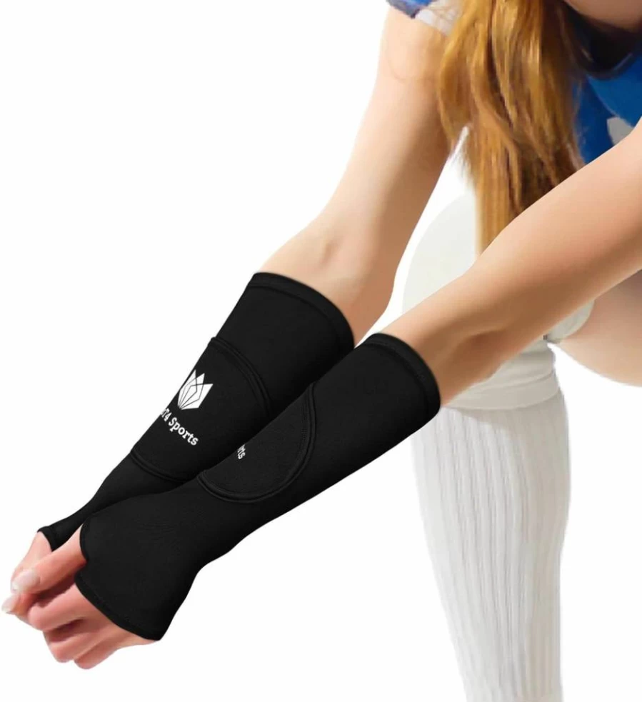 FitsT4 Sports Volleyball Arm Sleeves for Women & Youth - Protective Forearm Sleeves with Padded Support & Thumbhole for Training & Games