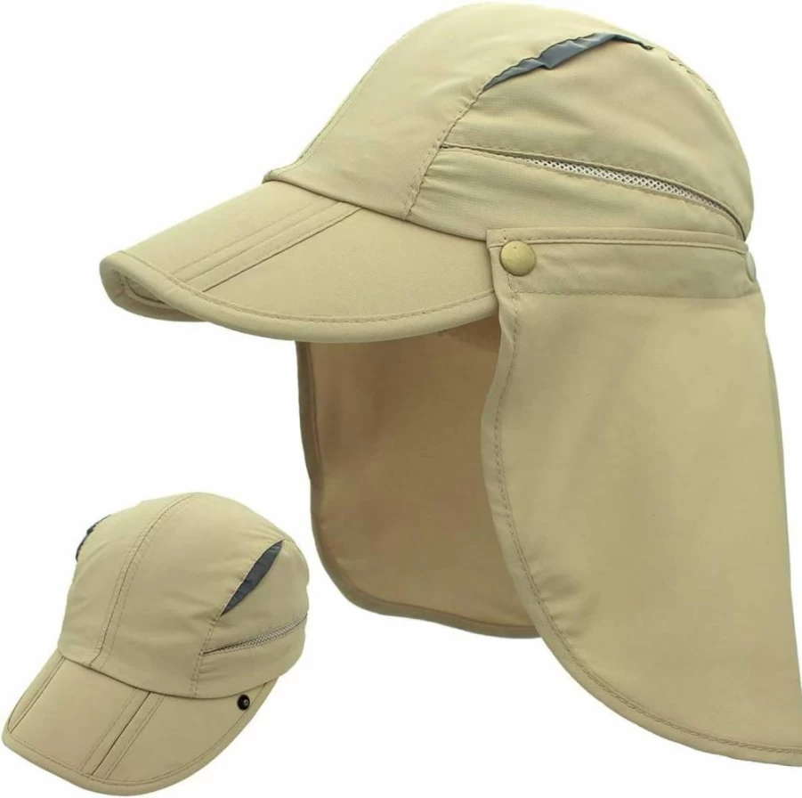 LLmoway Safari Fishing Hat for Men & Women - Quick Dry Sun Cap with Removable Neck Flap