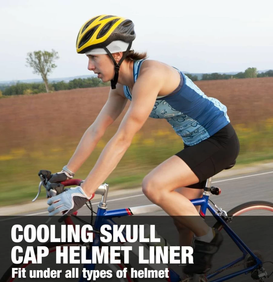 MELASA 4 Pack Breathable Mesh Skull Cap for Men & Women - Cooling Helmet Liner for Cycling, Motorcycle, and Hard Hat Use