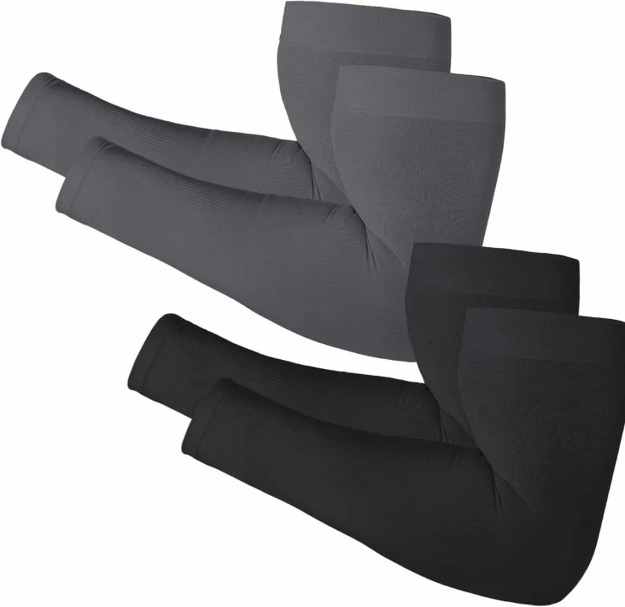 Newbyinn UV Sun Protection Arm Sleeves for Men & Women - Cooling Compression Sleeve Covers Tattoos, Size L-XL, Breathable SPF Arm Guards