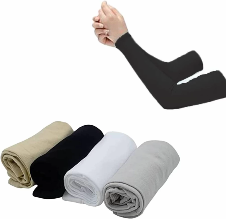 Alovexiong 4Pcs UV Protection Arm Sleeves for Women - Cooling Compression Sun Sleeves with Thumb Hole for Cycling, Running, Golf, Driving, Fishing - Tattoo Cover Up