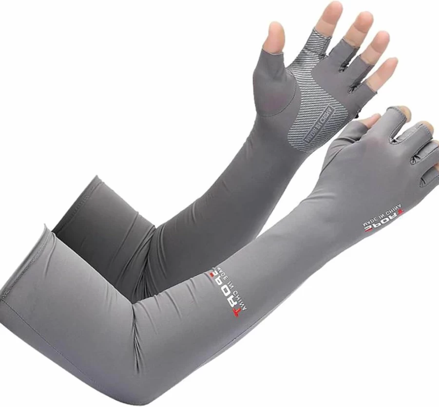 BULINGNA Cooling UV Protective Arm Sleeves with Half-Finger Gloves for Men & Women - Sunblock Sports Sleeves