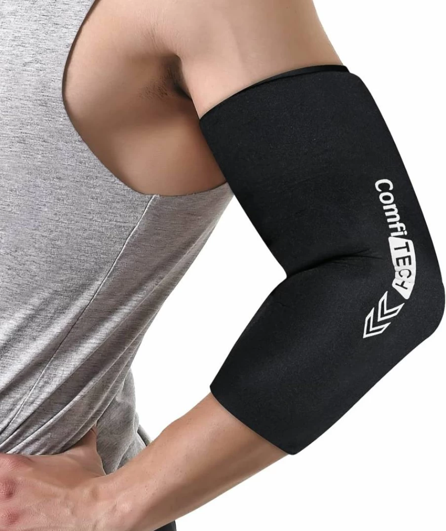 Comfitech Adjustable Elbow Ice Pack Wrap - Reusable Cold Therapy Sleeve for Pain Relief, Tennis Elbow, Golfers Arm & Calf Support, Large Size