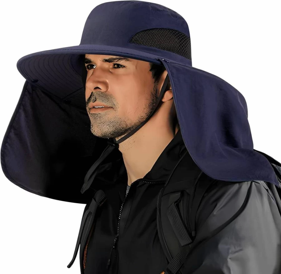 DOCVIT UPF50+ Sun Hat for Men & Women - Waterproof Wide Brim Bucket Fishing Hat with Neck Flap for Outdoor UV Protection