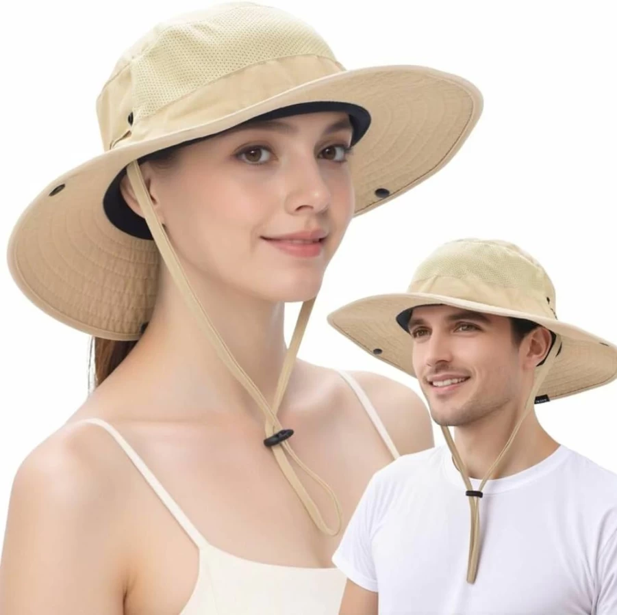 EINSKEY UPF 50+ Sun Hat for Men & Women - Wide Brim Packable Bucket Hat for Fishing, Hiking, Beach, Safari with UV Protection & Ponytail Hole