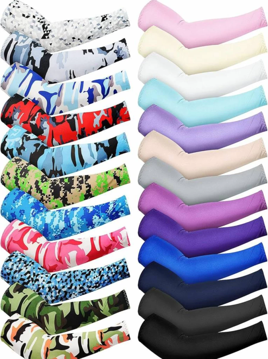 Geyoga 24 Pairs Cooling Arm Sleeves for Outdoor Sports - UV Protection, Breathable Ice Silk Fabric, Moisture Wicking (Bright Colors)