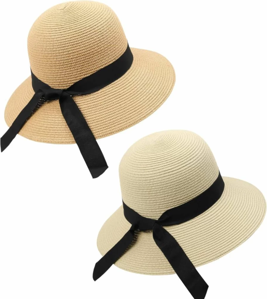 Zylioo Women's Wide Brim Straw Sun Hat UPF 50+ Floppy Beach Hat for Summer - S/M/L/XL/2XL Sizes