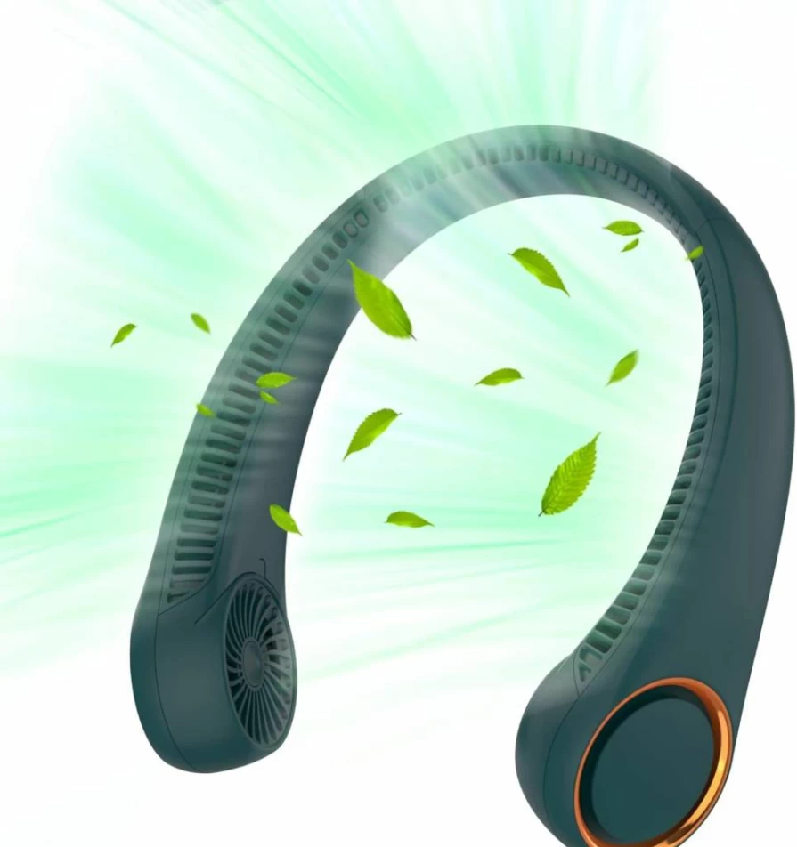Penkou Portable Neck Fan - 360° Bladeless Cooling, USB Rechargeable 4000mAh Battery, 3-Speed Quiet Wearable Fan for Men/Women, Ideal for Indoor & Outdoor Use, Perfect Gift for Mom/Dad (Black)