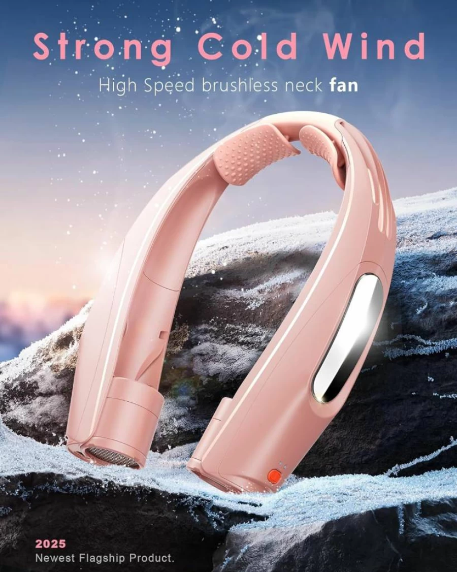 ZEEFO Wearable Neck Fan with 6000mAh Battery, 6 Speed Settings, USB Rechargeable, Ultra Quiet for Office, Travel, Outdoor Cooling