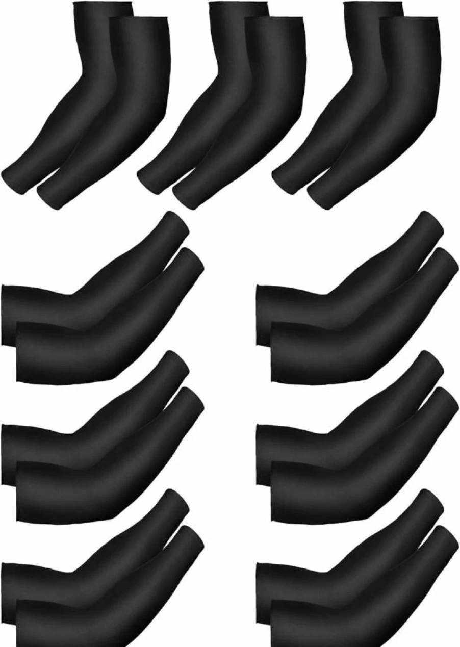 Mudder 9 Pairs Unisex UV Protection Arm Sleeves - Cooling Ice Silk Sun Cover for Men & Women, Black