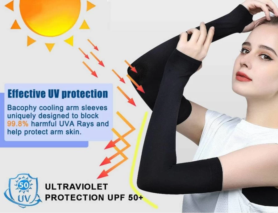 Bacophy UPF 50+ Sun Protection Arm Sleeves for Men & Women - Cooling UV Blocking Sleeves for Cycling, Running & Outdoor Activities