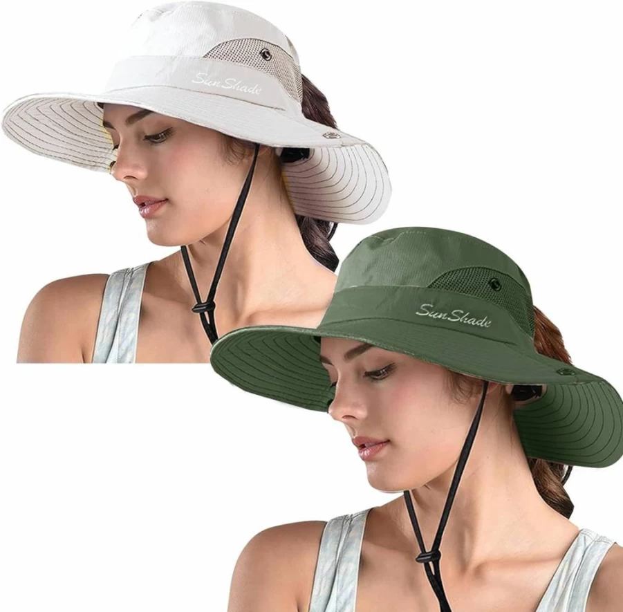 ZOORON Women's Wide Brim Safari Sun Hat - UPF UV Protection, Foldable Summer Beach Bucket Hat for Outdoor Fishing & Travel