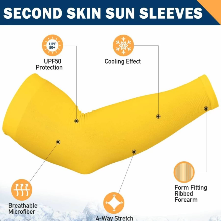 BuzToz UV Protection Cooling Arm Sleeves for Men & Women - Breathable Athletic Compression Sleeves for Sports, Golf, Football, Volleyball & Outdoor Activities