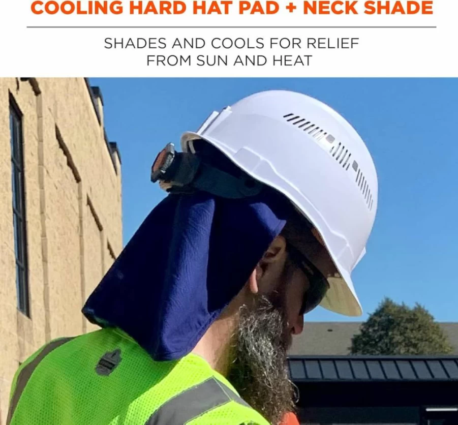Ergodyne Medium Blue Hard Hat Neck Shade with Evaporative Cooling for Sun Protection