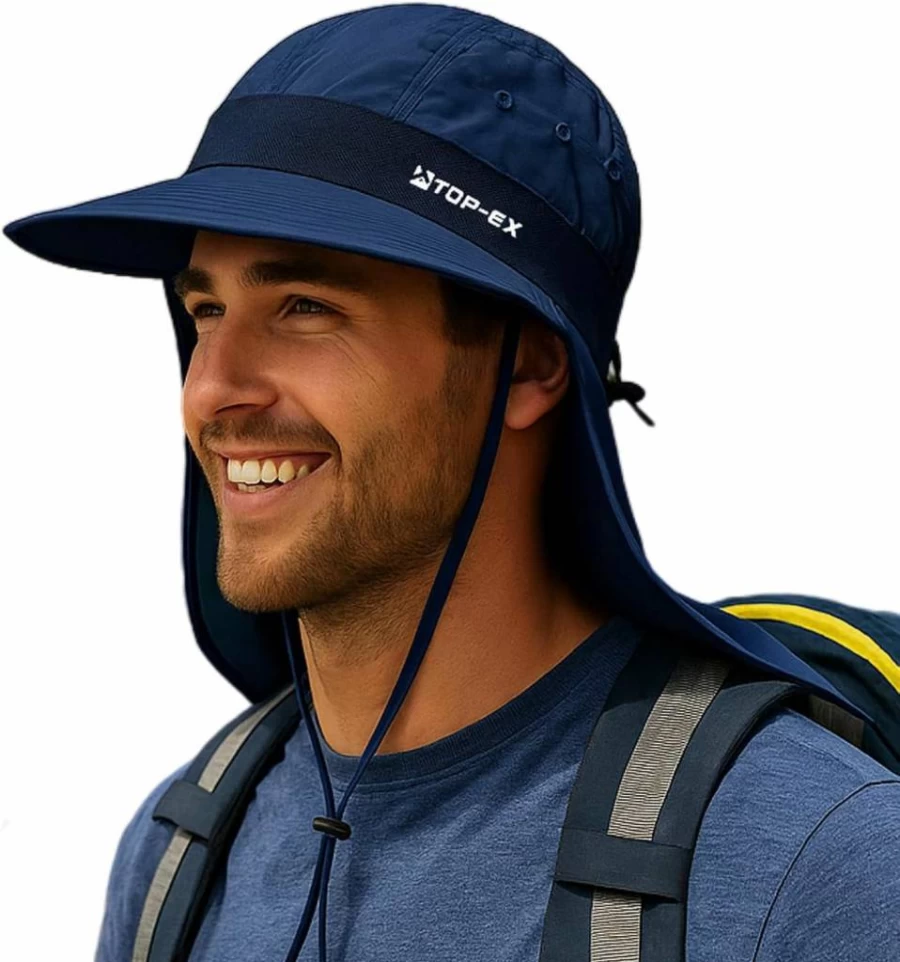 TOP-EX UPF 50+ Wide Brim Sun Hat with Neck Flap - Breathable Cooling Hat for Hiking, Fishing & Outdoor Activities