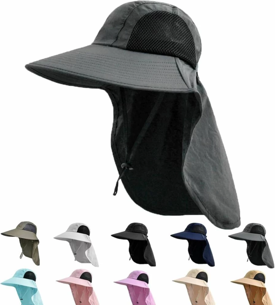 ZOORON UPF 50+ Sun Hat for Men & Women - Wide Brim UV Protective Hiking Fishing Hat with Neck Flap
