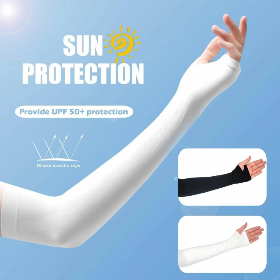 Medsuo 3 Pairs Compression Arm Sleeves for Men & Women - Cooling UV Protection, Thumb Hole Design for Sports, Cycling, Workouts, Tattoo Cover, Summer Sun Arm Sleeves
