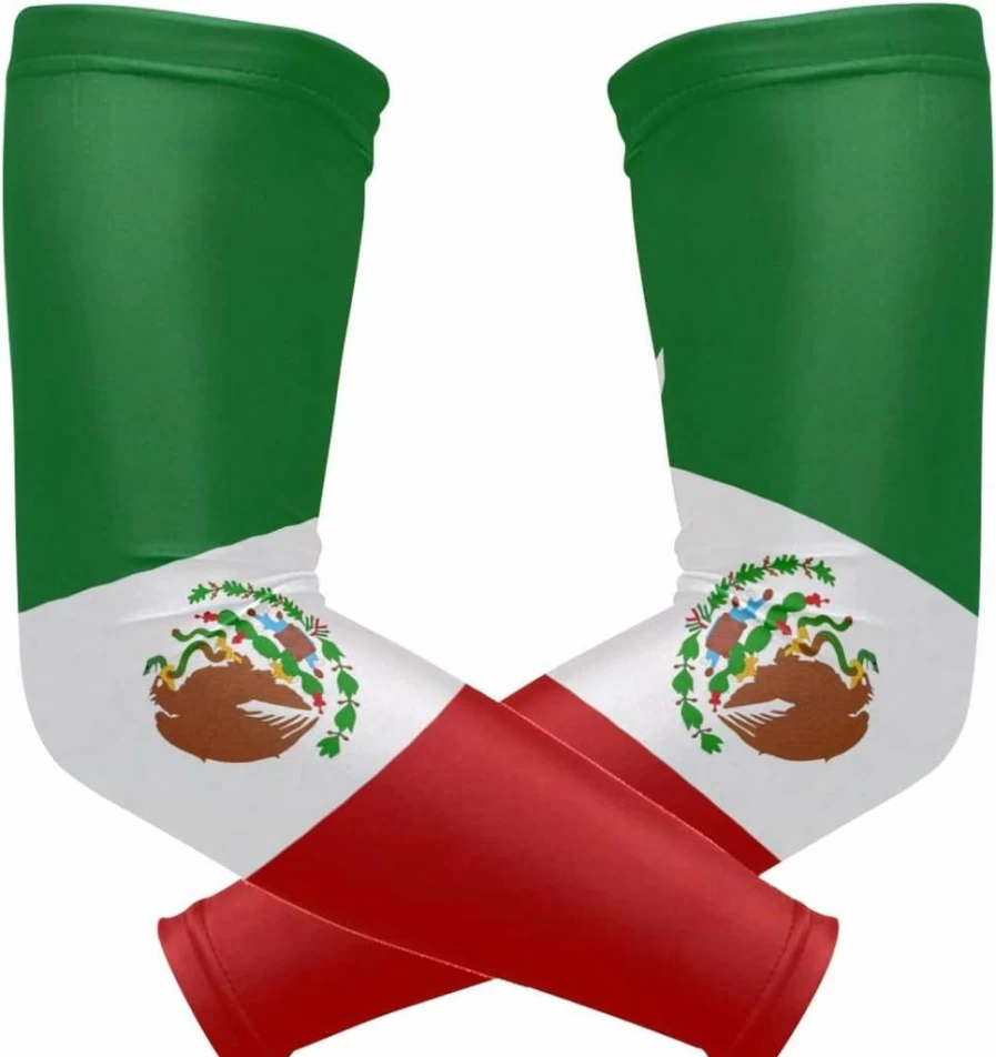 OKBYGD Mexico Flag Compression Arm Sleeves - Cooling Sun Protection for Sports (Baseball, Basketball, Football) - Youth & Adult Sizes for Men, Women, Boys, Girls